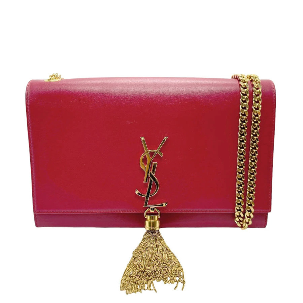 Saint Laurent shoulder bag leather metal red gold